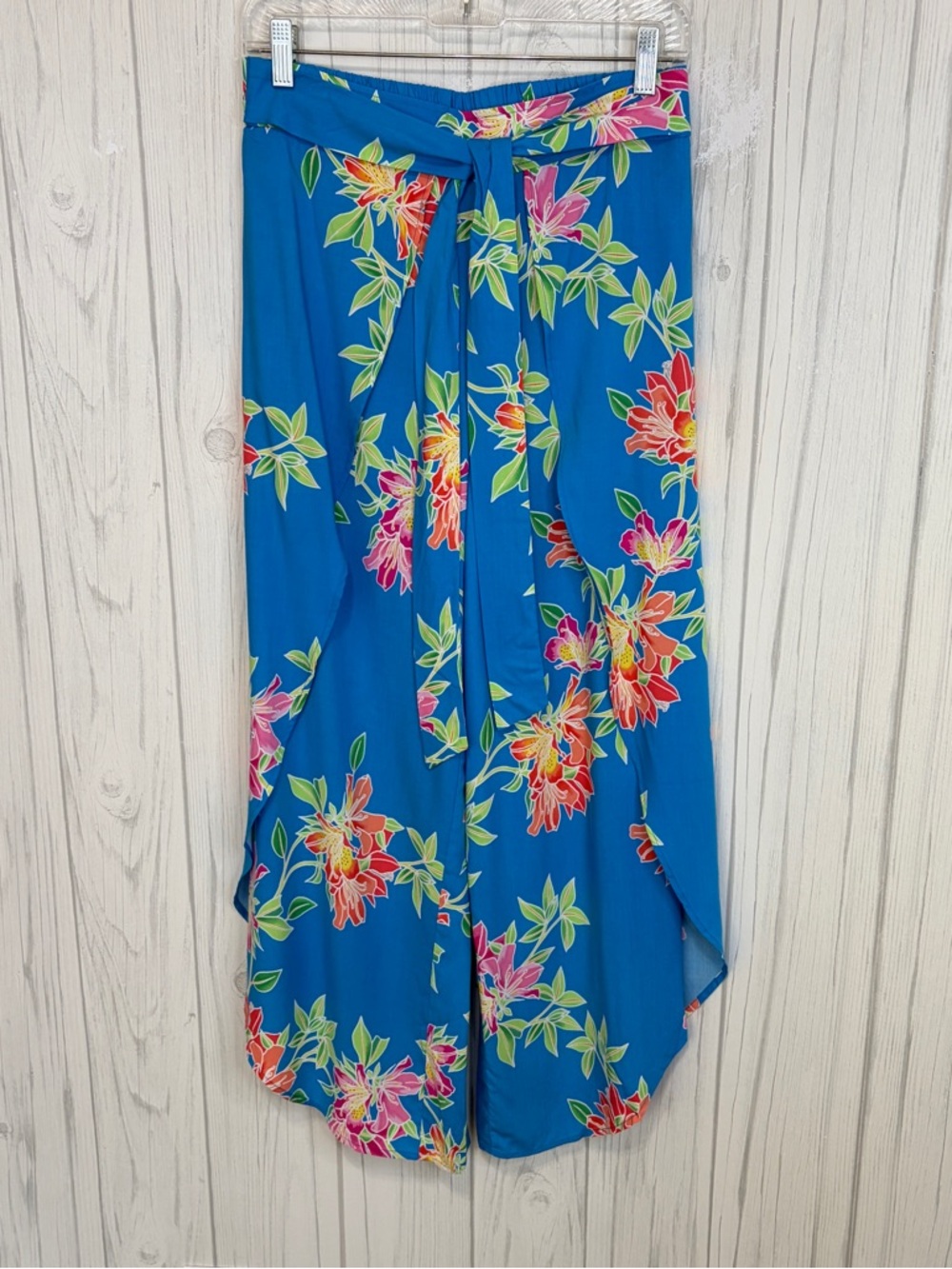 NWT TOMMY BAHAMA Sun Lillies Wrap Front Beach Pant in Azure Blue, Small